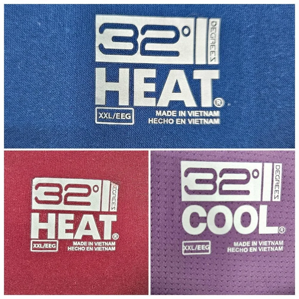 32 Degrees Shirt Women XXL Lot 3 Long Sleeve Crew Heat Cool Tees Blue Red Purple - Picture 3 of 8